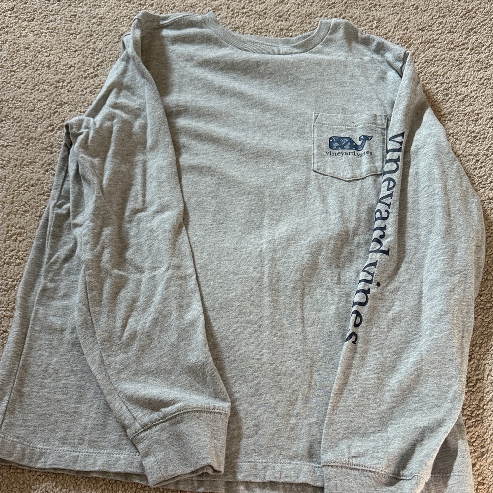 Boys Vineyard Vines Heather Gray Long Sleeve Lacrosse Tee
